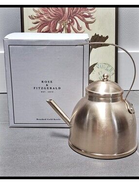 Rose & Fitzgerald Brushed Gold Kettle Crafted 18/8 Stainless 8"x7" Box Included